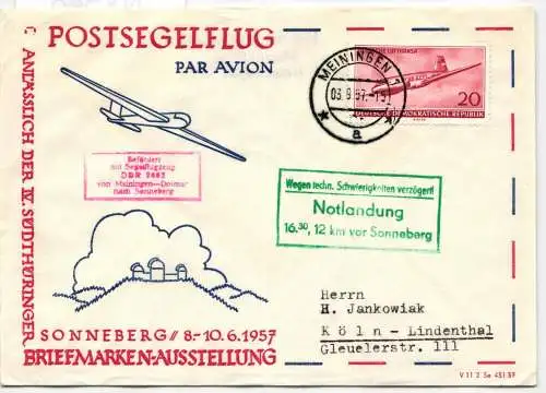 DDR Postsegelflugpost auf Brief #NY548