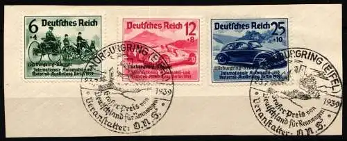 Deutsches Reich 695-697 gestempelt auf Briefstück mit Sonderstempel #NU691