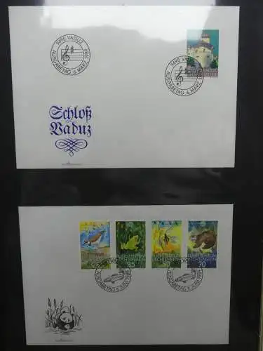 Liechtenstein Sammlung FDCs auf selbstgestalteten Seiten in 2 Binder #LZ370