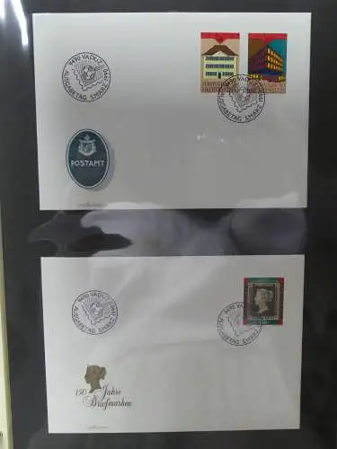 Liechtenstein Sammlung FDCs auf selbstgestalteten Seiten in 2 Binder #LZ370