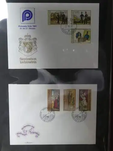 Liechtenstein Sammlung FDCs auf selbstgestalteten Seiten in 2 Binder #LZ370