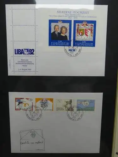 Liechtenstein Sammlung FDCs auf selbstgestalteten Seiten in 2 Binder #LZ370