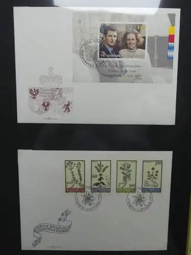 Liechtenstein Sammlung FDCs auf selbstgestalteten Seiten in 2 Binder #LZ370