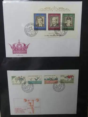 Liechtenstein Sammlung FDCs auf selbstgestalteten Seiten in 2 Binder #LZ370