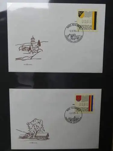 Liechtenstein Sammlung FDCs auf selbstgestalteten Seiten in 2 Binder #LZ370