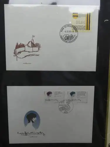 Liechtenstein Sammlung FDCs auf selbstgestalteten Seiten in 2 Binder #LZ370