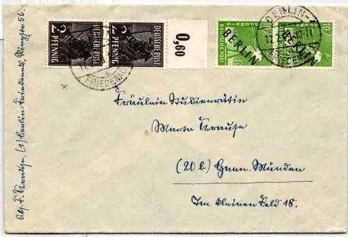 Berlin 1 P OR dgz u.a. auf Brief als Mischfrankatur portogerecht #NR895