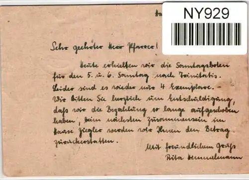 Alliierte Besetzung P961,943,949,951 als Ganzsache Brit. Am. Zone ZF #NY929