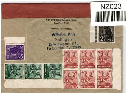 Alliierte Besetzung 950 P OR ndgz u.a. auf Brief Brit. Am. Zone ZF #NZ023