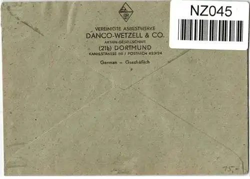 Alliierte Besetzung 949,951,954 auf Brief Brit. Am. Zone ZF #NZ045