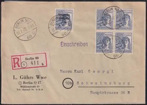 Alliierte Besetzung 957,196 auf Brief Berlin ZF #NZ069