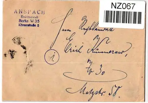 Alliierte Besetzung 949 auf Brief Berlin ZF #NZ067