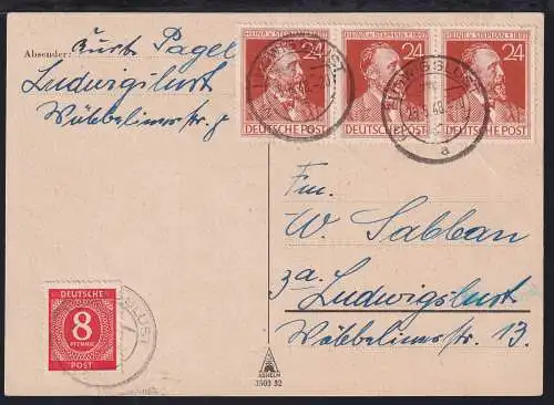 Alliierte Besetzung 917,963 auf Postkarte Sowj. Zone ZF #NZ105