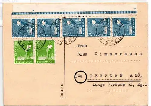 Alliierte Besetzung 946,950 auf Postkarte Sowj. Zone ZF #NZ136