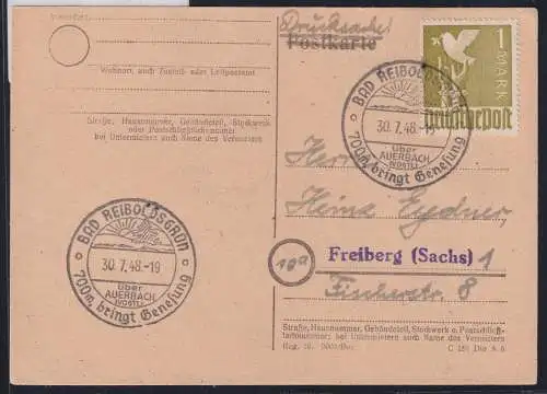 Alliierte Besetzung 959 auf Postkarte Sowj. Zone ZF #NZ199