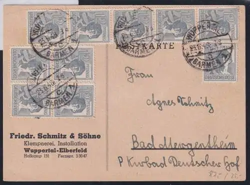 Alliierte Besetzung 947 auf Postkarte Am. Brit. Zone ZF #NZ278