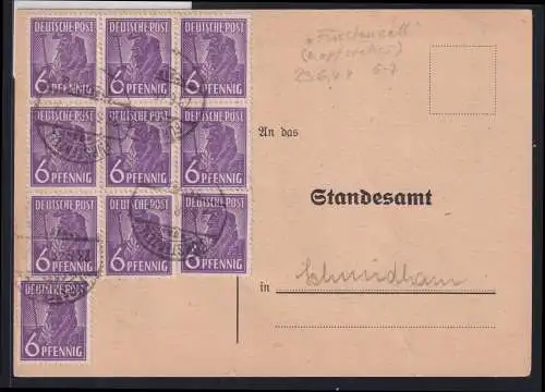 Alliierte Besetzung 944 auf Postkarte Am. Brit. Zone ZF #NZ246