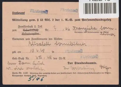 Alliierte Besetzung 944 auf Postkarte Am. Brit. Zone ZF #NZ246