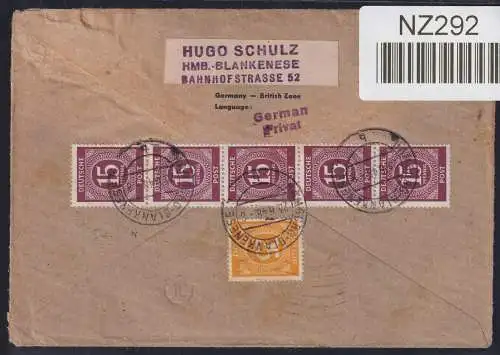 Alliierte Besetzung 921,927,959 auf Brief Am. Brit. Zone ZF #NZ292