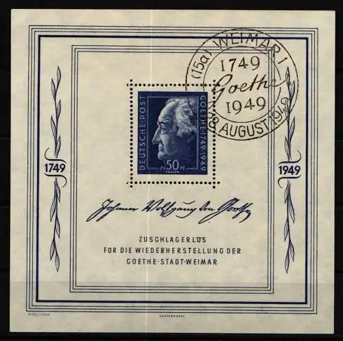 SBZ Block 6 gestempelt Sonderstempel Weimar Namenszug #NU834