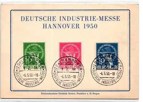 Berlin 68-70 auf Ausstellungskarte Sonderstempel Hannovermesse #NZ324