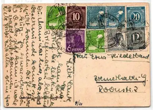 Alliierte Besetzung 920,924 u.a. auf Postkarte Am. Brit. Zone ZF #NZ310