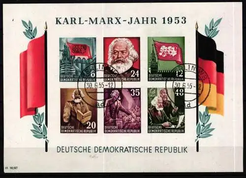 DDR Block 8 B gestempelt Karl Marx #NZ478