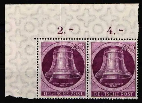 Berlin 79 Paar Ecke ob. lks. ** postfrisch Glocke links #NZ468