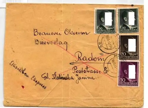 Generalgouvernement 77, 79, 86 auf Brief Einschreiben Express #NZ451