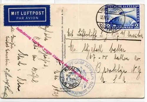 Deutsches Reich 423 auf Postkarte Zeppelinfahrt #NZ551