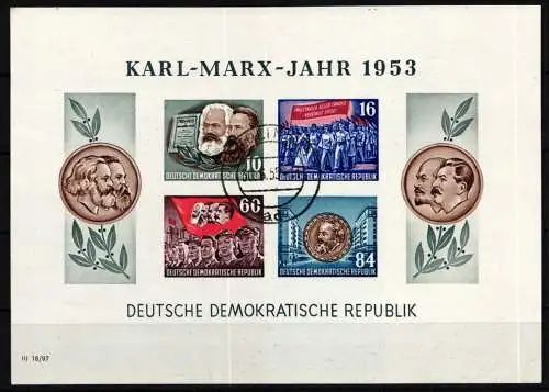 DDR Block 9 B gestempelt Karl Marx #NZ477