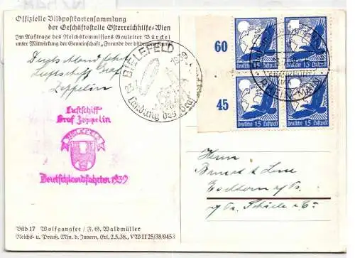 Deutsches Reich 531 auf Brief Zeppelinfahrt #NZ548