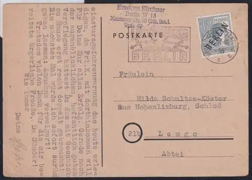 Berlin 5 auf Postkarte Luftbrückenstempel #NZ567