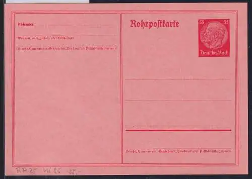 Deutsches Reich RP 25 als Ganzsache Rohrpostkarte #NZ566