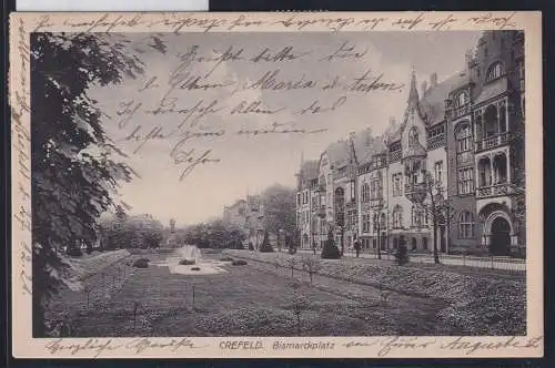 Ak Krefeld Bismarckplatz auf Postkarte 1921 gelaufen #NZ625