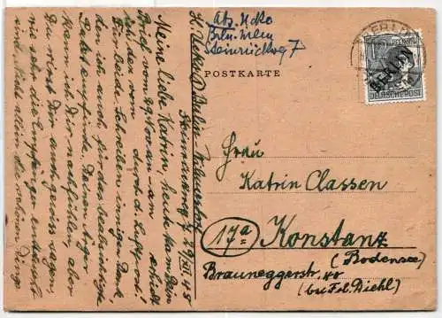 Berlin 5 auf Postkarte Schwarzaufdruck #NZ668