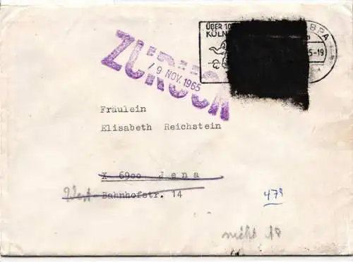 Bund 479 Pk I a auf Brief Postkrieg DDR #NZ676