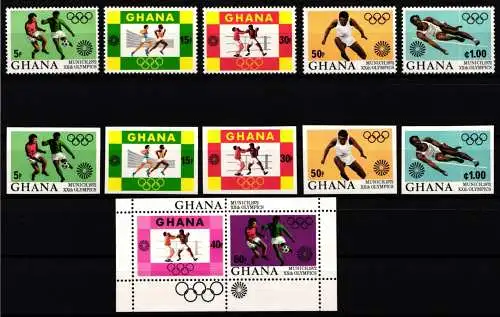 Ghana Block 46 + 472-476 A+B postfrisch Olympiade München 1972 #NW398