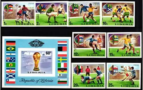 Liberia Block 72 + 921-928 B postfrisch Fußball WM 1974 #NW447