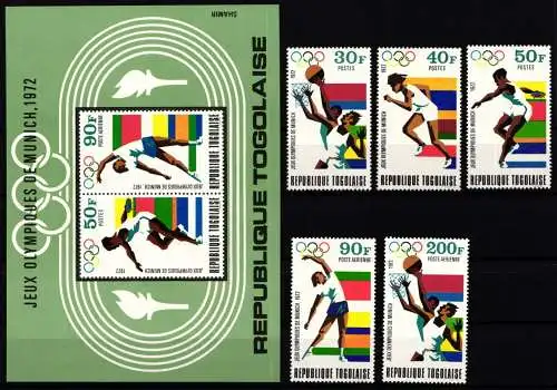 Togo Block 65 + 930-934 postfrisch Olympiade München 1972 #NW397