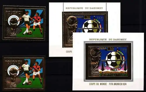 Dahomey Block 37 A+B + 568 A+B postfrisch Fußball WM 1974 #NW444