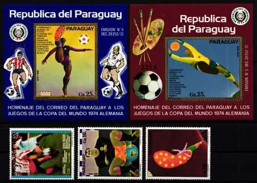 Paraguay Block 215-216 + 2532-2534 postfrisch Fußball WM 1974 #NW480