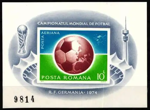 Rumänien Block 115 postfrisch Fußball WM 1974 #NW453