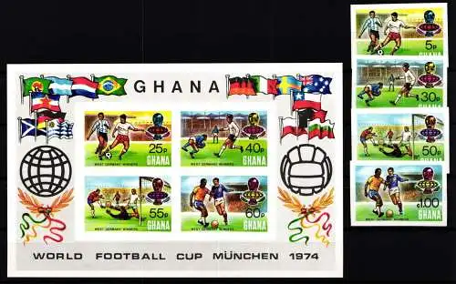 Ghana Block 57 + 564-567 B postfrisch Fußball WM 1974 #NW451