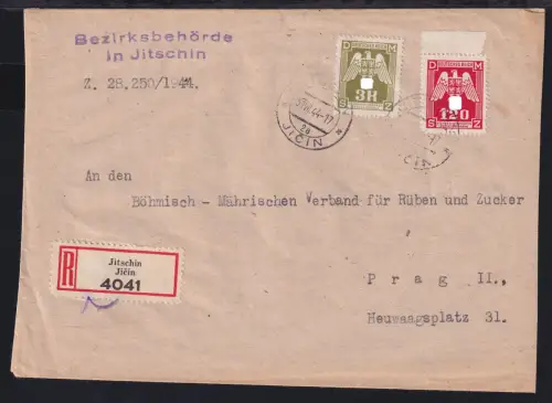 Böhmen & Mähren Dienstmarken 19, 22 auf Brief Dienstbrief #NZ720