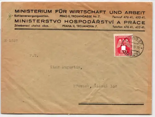 Böhmen & Mähren Dienstmarken 17 auf Brief Dienstbrief #NZ721