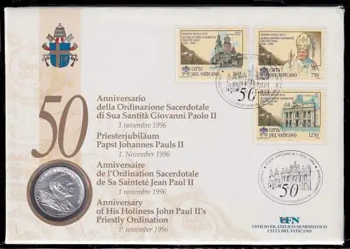 Vatikan Numisbrief 50. Priesterjubiläum 1996 #NY203