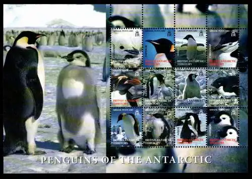 Brit. Antarktis Gebiete 369-380 postfrisch Pinguine, als ZD-Bogen #NW671