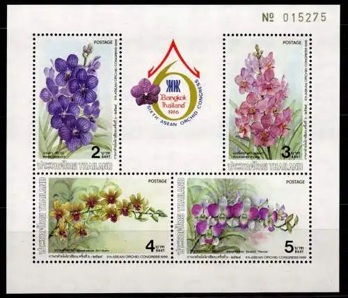 Thailand Block 17 postfrisch Blumen, Orchideen #NW504