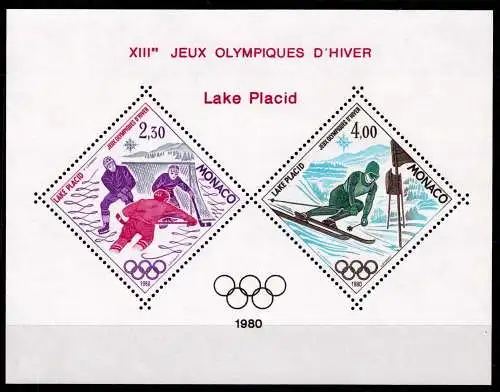 Monaco 1419-1420 postfrisch als Sonderdruck, Olympiade Lake Placid 1980 #NW554